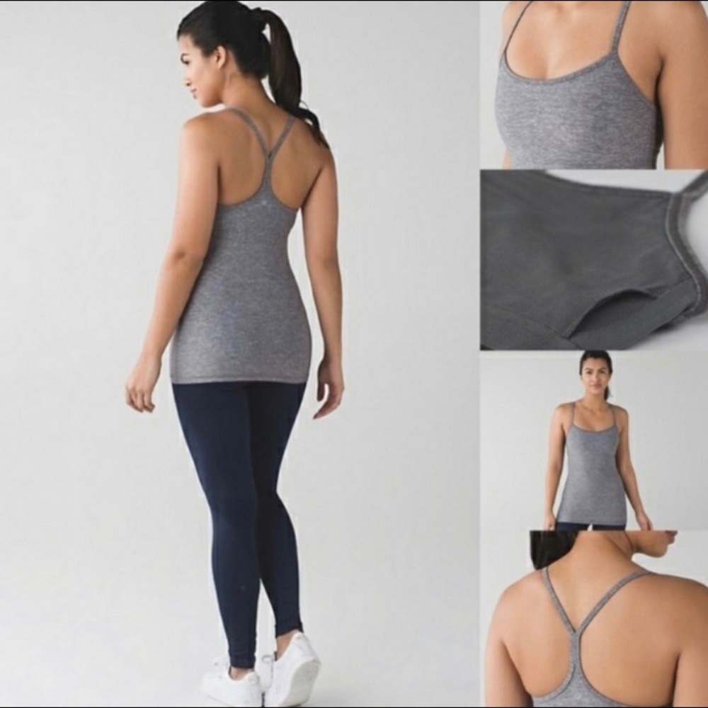 Lululemon grey power y tank top size 10